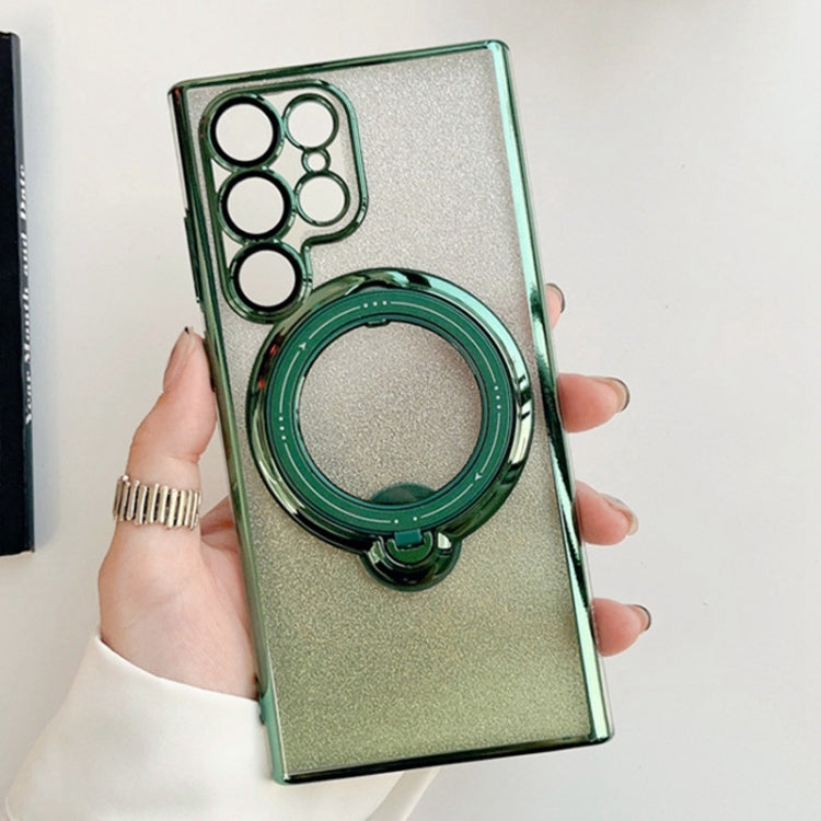 For Samsung Galaxy S22 Ultra 5G Rotation MagSafe Holder Gradient Glitter TPU Phone Case(Cangling) by buy2fix