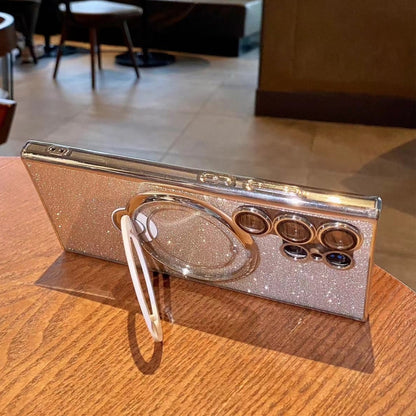 For Samsung Galaxy S22 Ultra 5G Rotation MagSafe Holder Gradient Glitter TPU Phone Case(Cangling) by buy2fix