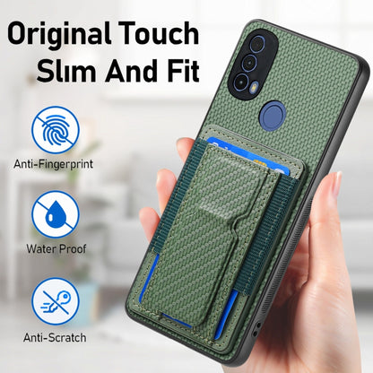 For Motorola Moto G Stylus 5G 2024 Carbon Fiber Fold Stand Elastic Card Bag Phone Case(Green) by buy2fix