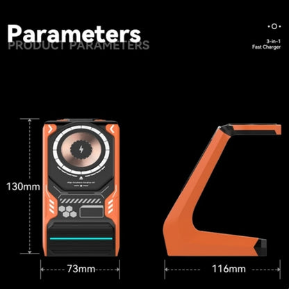 T21 3 in 1 Mecha Charger Mobile Phone Watch Earphone Desktop Wireless Charging Dock Station(Black) by buy2fix