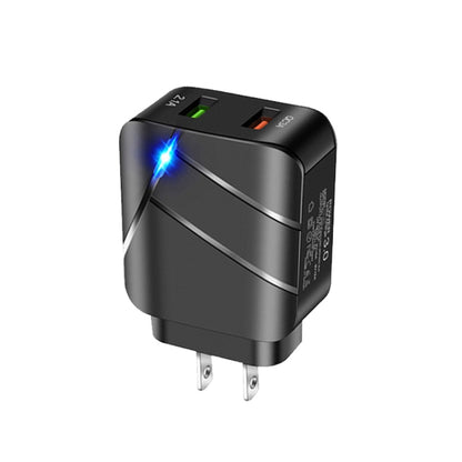 TE-Q820 28W Dual USB QC3.0 18W Mobile Phone Charger, US Plug(Black) by buy2fix