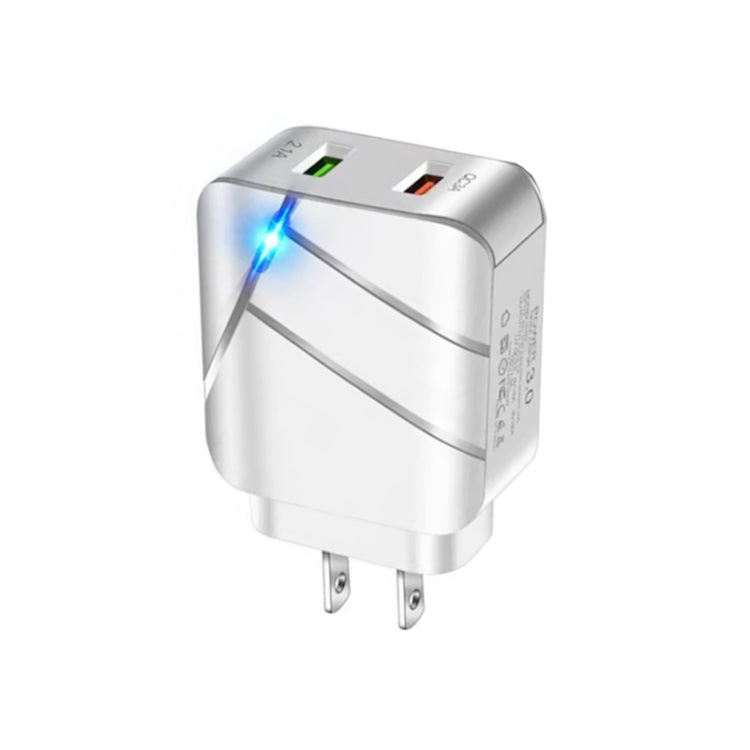 TE-Q820 28W Dual USB QC3.0 18W Mobile Phone Charger, US Plug(White) by buy2fix