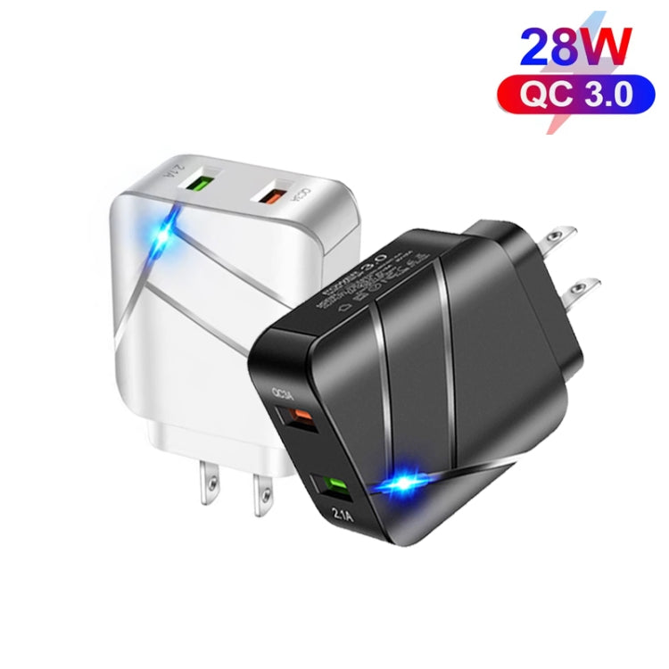 TE-Q820 28W Dual USB QC3.0 18W Mobile Phone Charger, US Plug(Black) by buy2fix