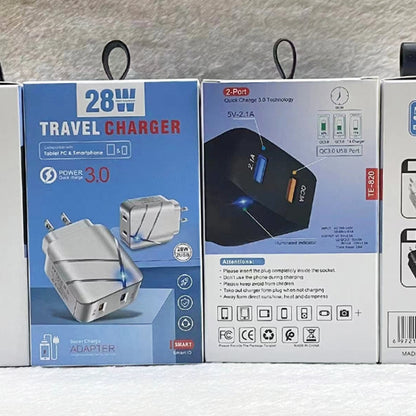 TE-Q820 28W Dual USB QC3.0 18W Mobile Phone Charger, US Plug(White) by buy2fix
