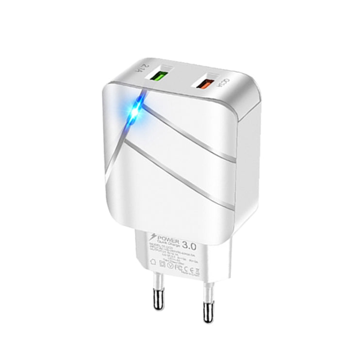 TE-Q820 28W Dual USB QC3.0 18W Mobile Phone Charger, EU Plug(White) by buy2fix