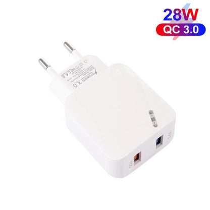 TE-Q820 28W Dual USB QC3.0 18W Mobile Phone Charger, EU Plug(White) by buy2fix