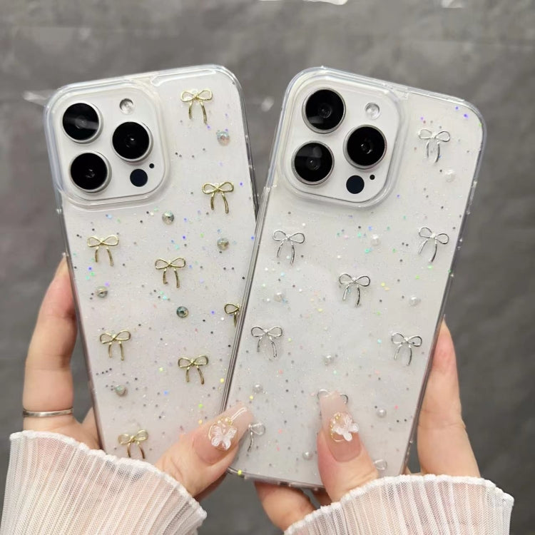 For iPhone 16 Pro Max Small Fresh Bow TPU Phone Case(Golden Bow) by buy2fix