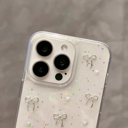 For iPhone 16 Pro Max Small Fresh Bow TPU Phone Case(Golden Bow) by buy2fix