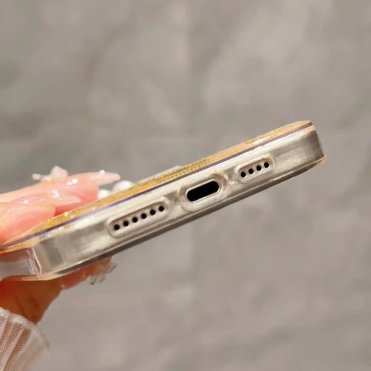 For iPhone 16 Pro Max Gold Foil Pearl Bow TPU Phone Case(Pearl) by buy2fix