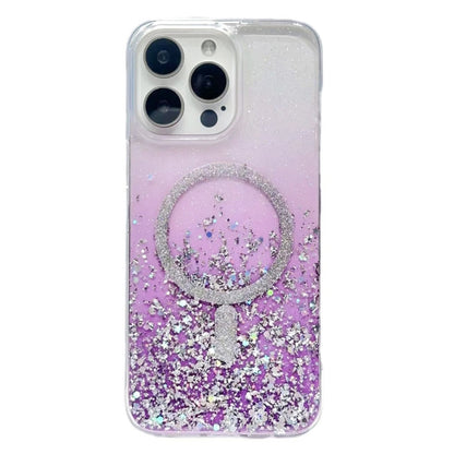 For iPhone 15 Pro Max Gradient Glitter MagSafe PC Hybrid TPU Phone Case(Gradient Purple) by buy2fix