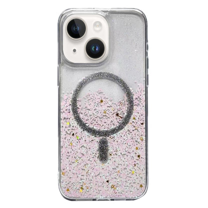 For iPhone 14 Gradient Glitter MagSafe PC Hybrid TPU Phone Case(Gradient Lotus) by buy2fix