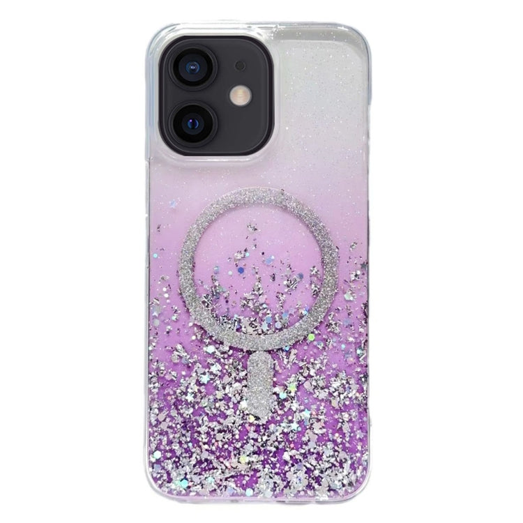 For iPhone 12 Gradient Glitter MagSafe PC Hybrid TPU Phone Case(Gradient Purple) by buy2fix