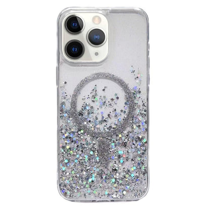 For iPhone 11 Pro Max Gradient Glitter MagSafe PC Hybrid TPU Phone Case(Gradient Silver) by buy2fix