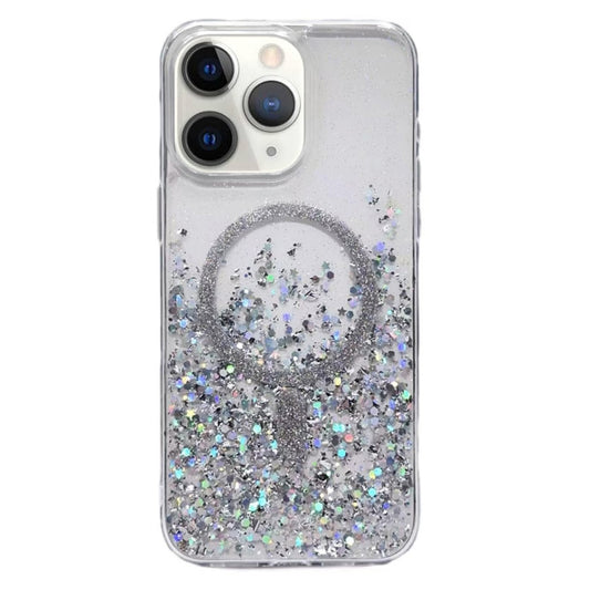 For iPhone 11 Pro Max Gradient Glitter MagSafe PC Hybrid TPU Phone Case(Gradient Silver) by buy2fix