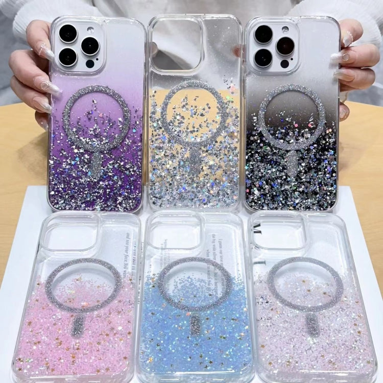 For iPhone 12 Pro Max Gradient Glitter MagSafe PC Hybrid TPU Phone Case(Gradient Purple) by buy2fix