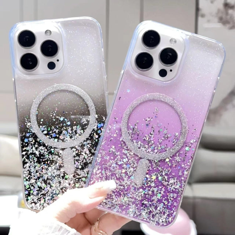 For iPhone 12 Gradient Glitter MagSafe PC Hybrid TPU Phone Case(Gradient Purple) by buy2fix