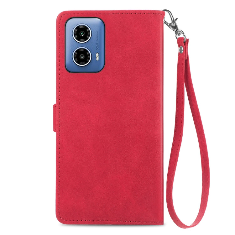 For Motorola Moto G Play 2024 Embossed Flower Zipper Leather Phone Case(Red) by buy2fix