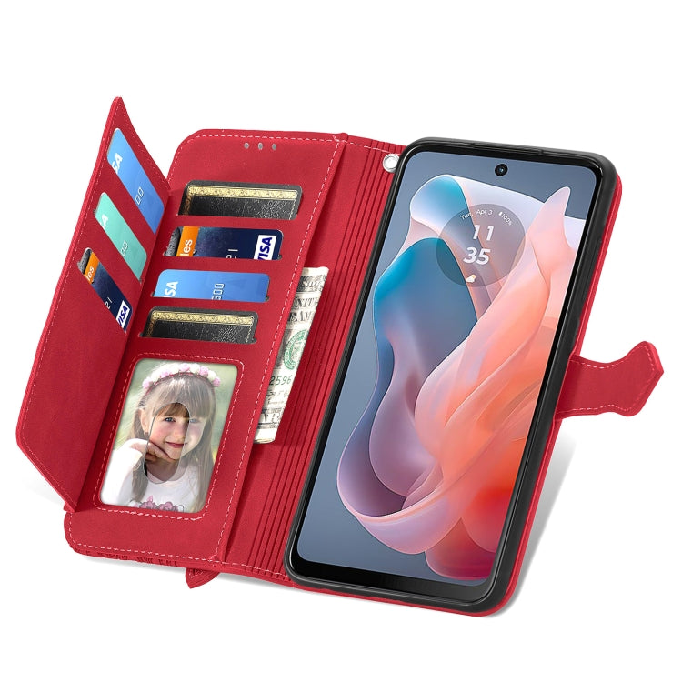 For Motorola Moto G Play 2024 Embossed Flower Zipper Leather Phone Case(Red) by buy2fix