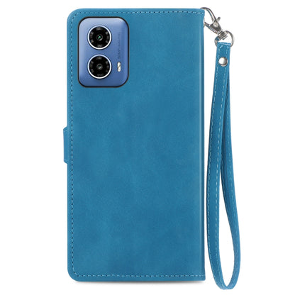 For Motorola Moto G Play 2024 Embossed Flower Zipper Leather Phone Case(Blue) by buy2fix