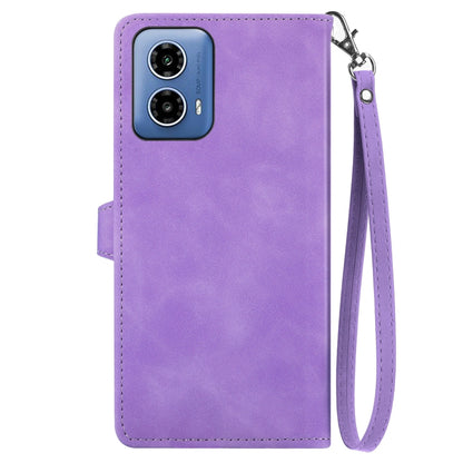 For Motorola Moto G Play 2024 Embossed Flower Zipper Leather Phone Case(Purple) by buy2fix