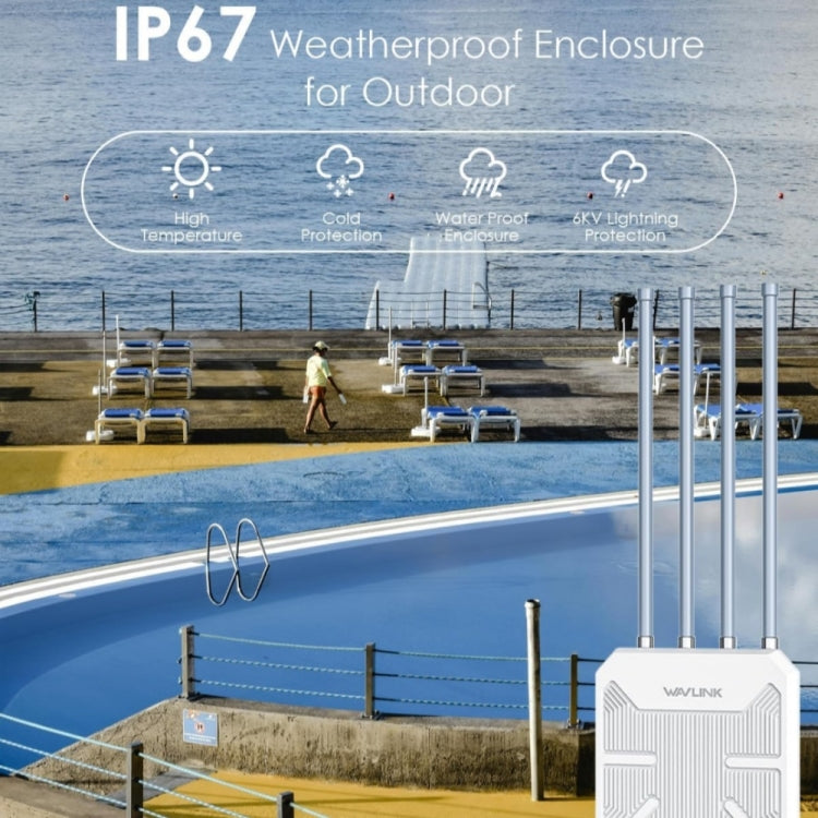 WAVLINK WN573HX3 AX3000 Waterproof Outdoor WiFi Wireless Outdoor Dual Band Router, Plug:AU Plug by WAVLINK