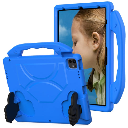 For iPad Pro 12.9 2022 / 2021 / 2020 Children EVA Shockproof Tablet Case with Thumb Bracket(Blue)