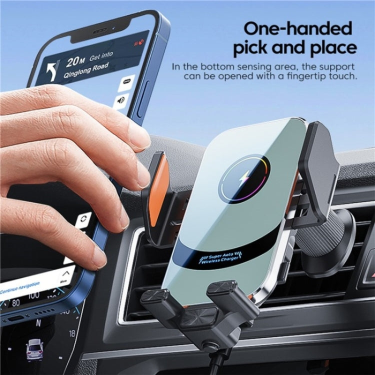X16 Car Smart Sensor Phone Holder Magnetic Phone Mount Automatic Wireless Charger(Silver) - Wireless Charger Holders by buy2fix | Online Shopping UK | buy2fix