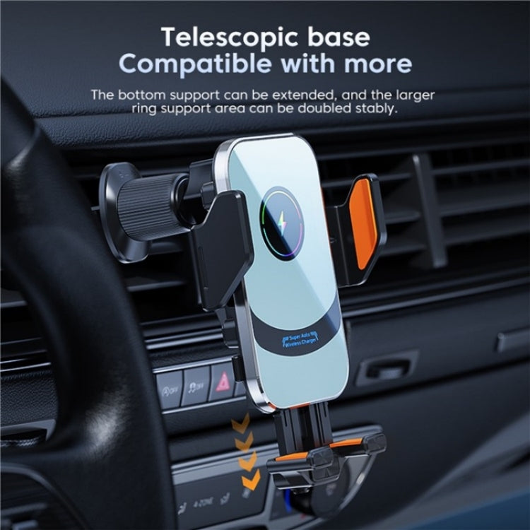 X16 Car Smart Sensor Phone Holder Magnetic Phone Mount Automatic Wireless Charger(Silver) - Wireless Charger Holders by buy2fix | Online Shopping UK | buy2fix