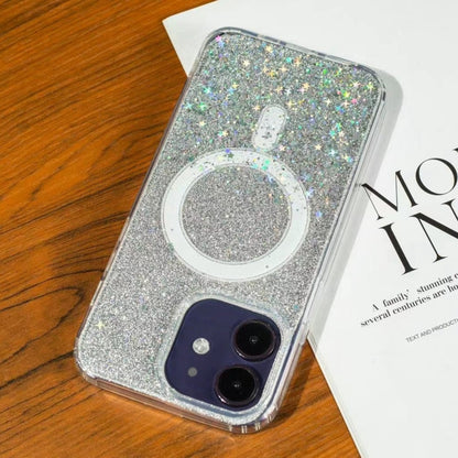 For iPhone 11 Gradient Glitter Starry MagSafe Phone Case(Gradient Silver) by buy2fix