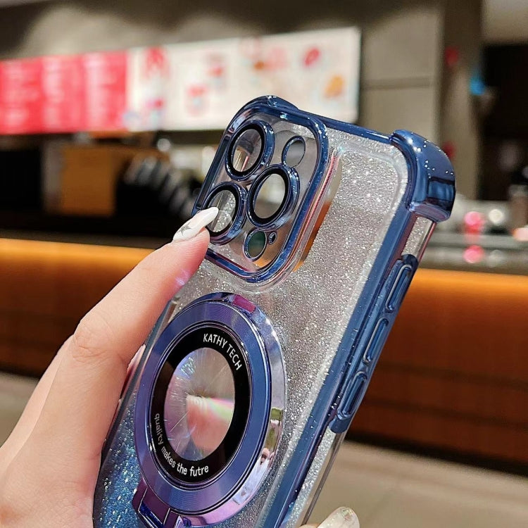 For iPhone 11 Pro Max Invisible Holder Gradient Glitter Magsafe Phone Case(Dark Night Purple) by buy2fix