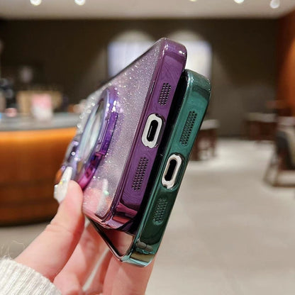 For iPhone XS Max Electroplated Holder Gradient Glitter MagSafe Phone Case(Green) by buy2fix