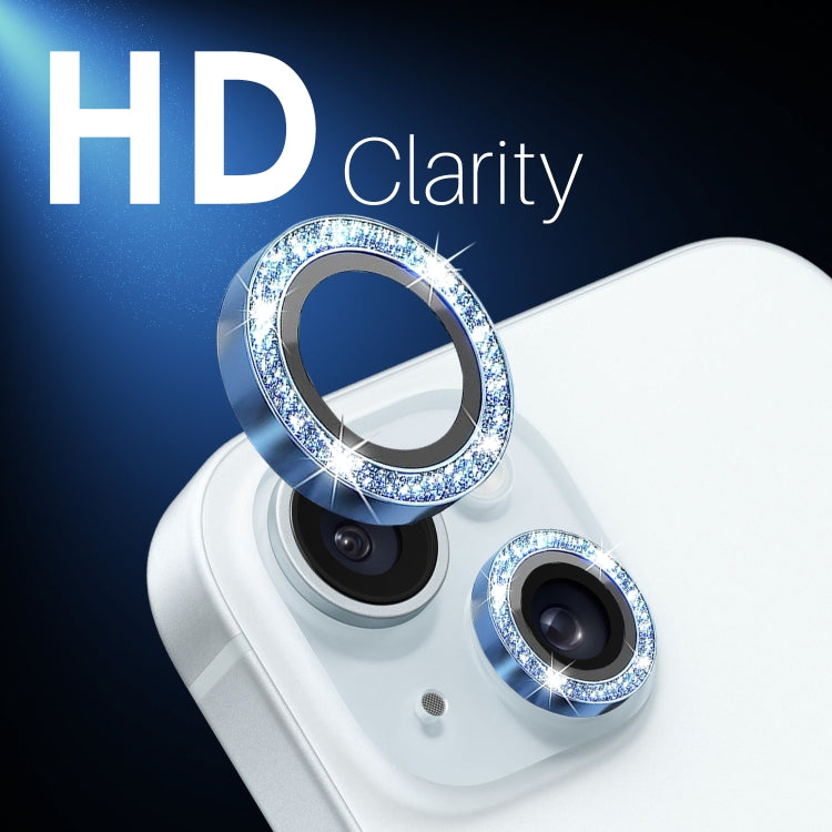 For iPhone 15 / 15 Plus / 14 / 14 Plus NORTHJO 3 Set 6pcs Camera Lens Protector Glitter Metal Ring Film(Blue) - iPhone 15 Tempered Glass by NORTHJO | Online Shopping UK | buy2fix