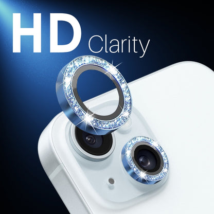 For iPhone 15 / 15 Plus / 14 / 14 Plus NORTHJO 3 Set 6pcs Camera Lens Protector Glitter Metal Ring Film(Blue) - iPhone 15 Tempered Glass by NORTHJO | Online Shopping UK | buy2fix