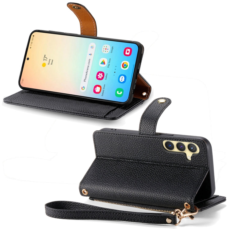 For Samsung Galaxy S25+ 5G Love Zipper Lanyard Leather Phone Case(Black) by buy2fix