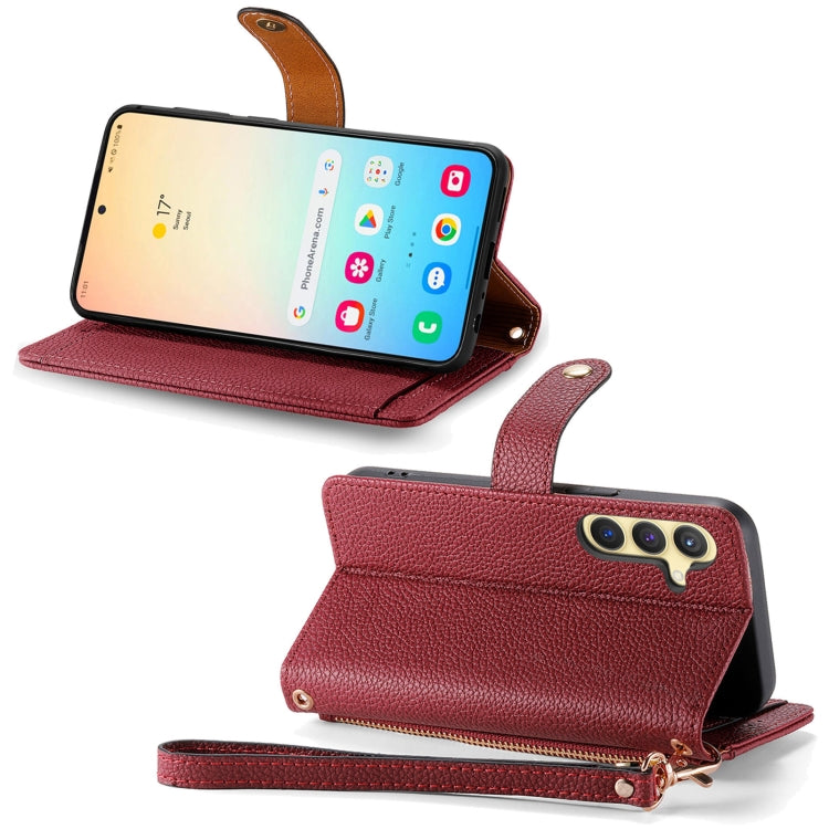 For Samsung Galaxy S25+ 5G Love Zipper Lanyard Leather Phone Case(Red) by buy2fix