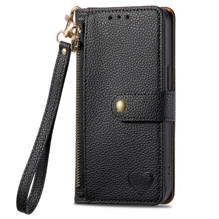 For Samsung Galaxy S25 Ultra 5G Love Zipper Lanyard Leather Phone Case(Black) by buy2fix