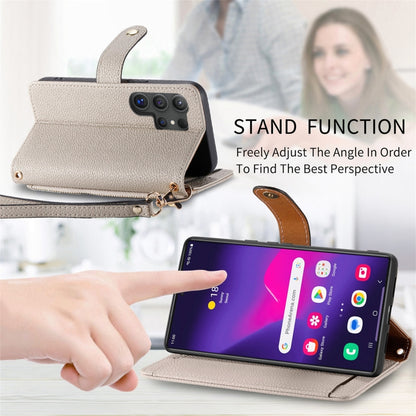 For Samsung Galaxy S25 Ultra 5G Love Zipper Lanyard Leather Phone Case(Gray) by buy2fix