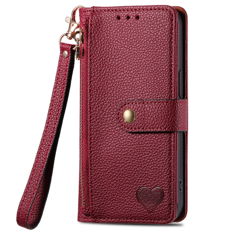 For Samsung Galaxy S25 Ultra 5G Love Zipper Lanyard Leather Phone Case(Red) by buy2fix