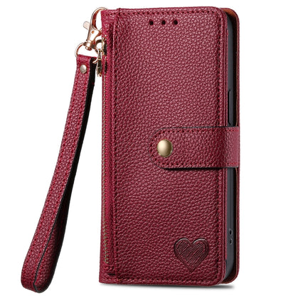 For Samsung Galaxy S25 Ultra 5G Love Zipper Lanyard Leather Phone Case(Red) by buy2fix