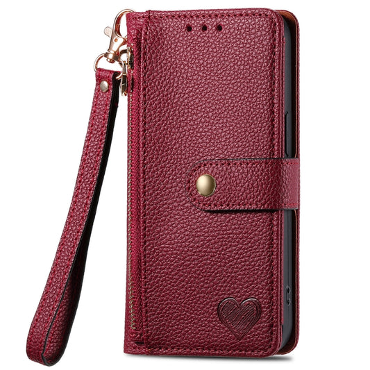 For Samsung Galaxy S25 Ultra 5G Love Zipper Lanyard Leather Phone Case(Red) by buy2fix
