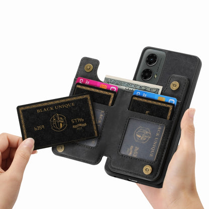 For Motorola Moto G 2024 Retro Leather Zipper Wallet Back Phone Case(Black) by buy2fix