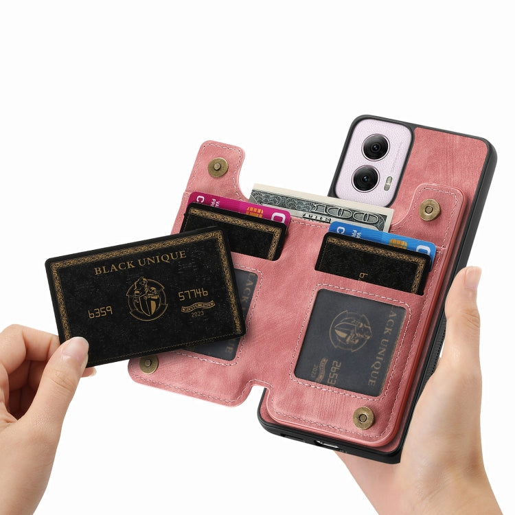 For Motorola G Power 5G 2024 Retro Leather Zipper Wallet Back Phone Case(Pink) by buy2fix