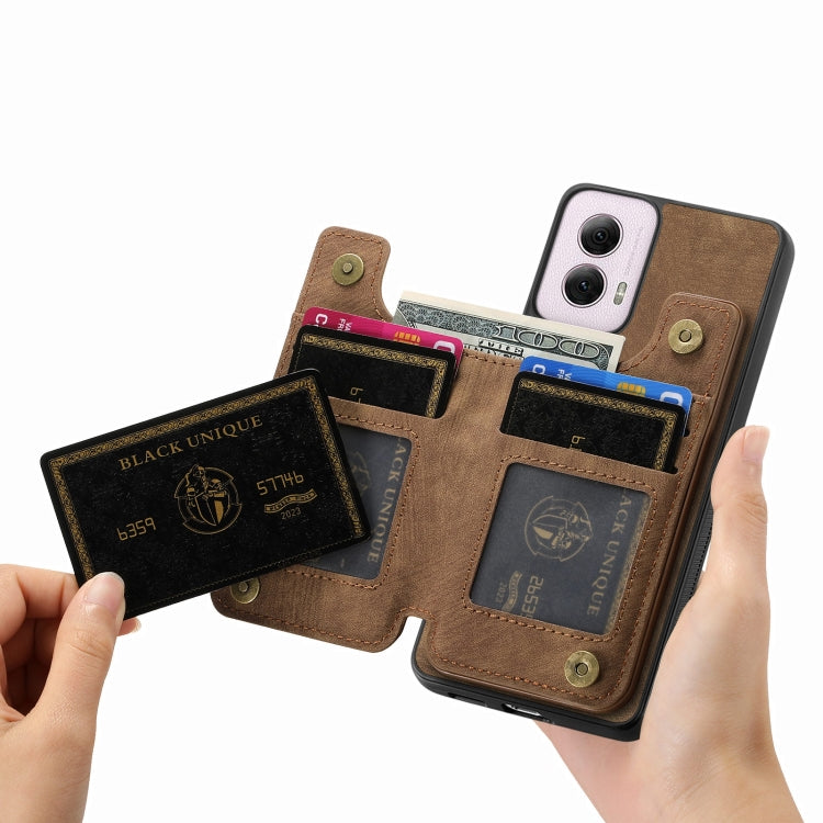 For Motorola G Power 5G 2024 Retro Leather Zipper Wallet Back Phone Case(Brown) by buy2fix