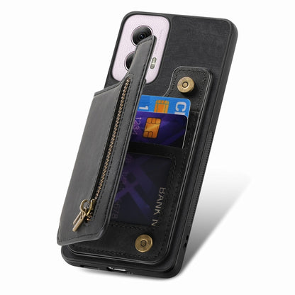 For Motorola G Power 5G 2024 Retro Leather Zipper Wallet Back Phone Case(Black) by buy2fix