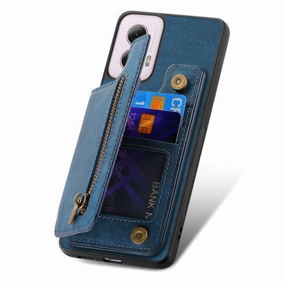 For Motorola G Power 5G 2024 Retro Leather Zipper Wallet Back Phone Case(Blue) by buy2fix