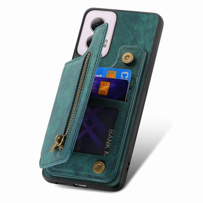 For Motorola G Power 5G 2024 Retro Leather Zipper Wallet Back Phone Case(Green) by buy2fix