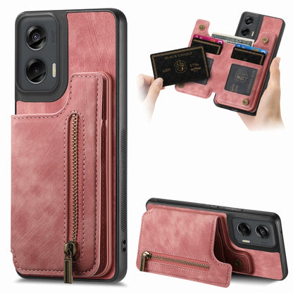 For Motorola G Stylus 5G 2024 Retro Leather Zipper Wallet Back Phone Case(Pink) by buy2fix