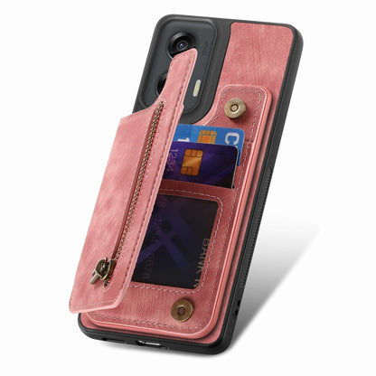 For Motorola G Stylus 5G 2024 Retro Leather Zipper Wallet Back Phone Case(Pink) by buy2fix
