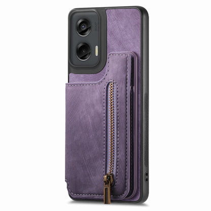 For Motorola G Stylus 5G 2024 Retro Leather Zipper Wallet Back Phone Case(Purple) by buy2fix