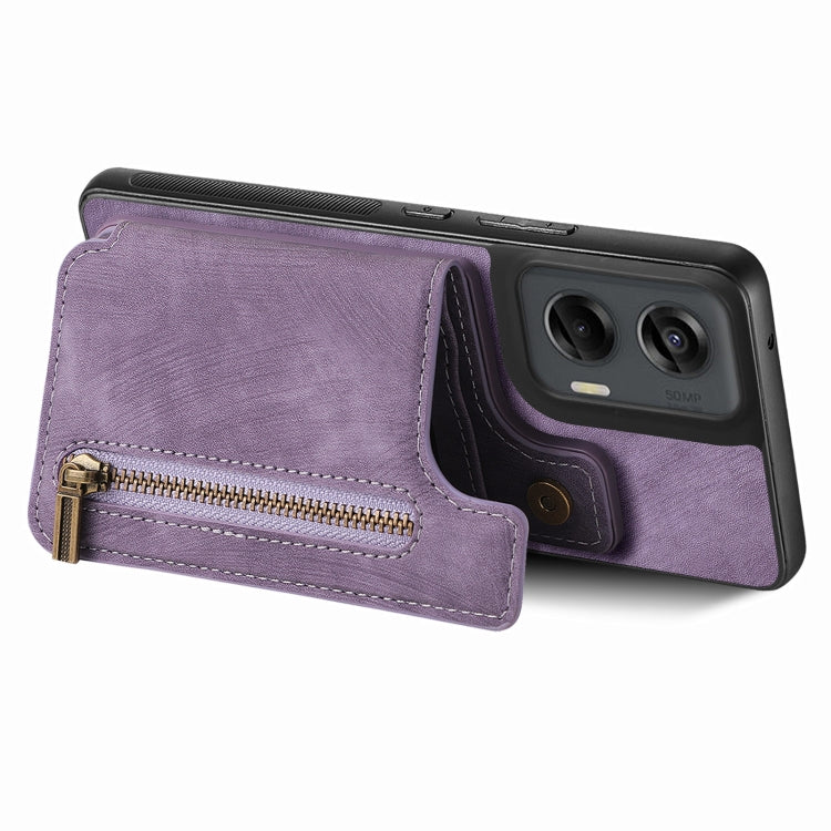 For Motorola G Stylus 5G 2024 Retro Leather Zipper Wallet Back Phone Case(Purple) by buy2fix